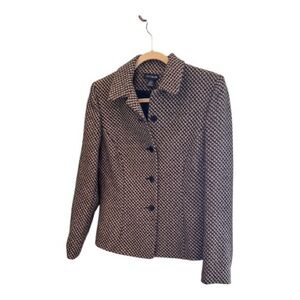 Ann Taylor  Black and Cream Houndstooth Blazer